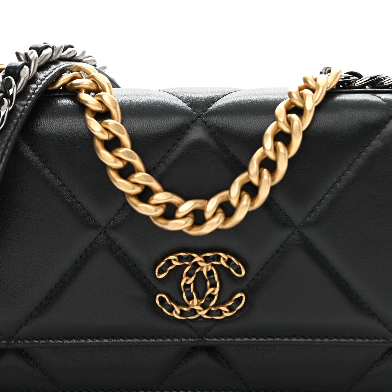 Chanel Lambskin Quilted Chanel 19 Wallet On Chain WOC Black 9 of 13