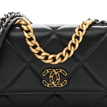 Chanel Lambskin Quilted Chanel 19 Wallet On Chain WOC Black 9 of 13
