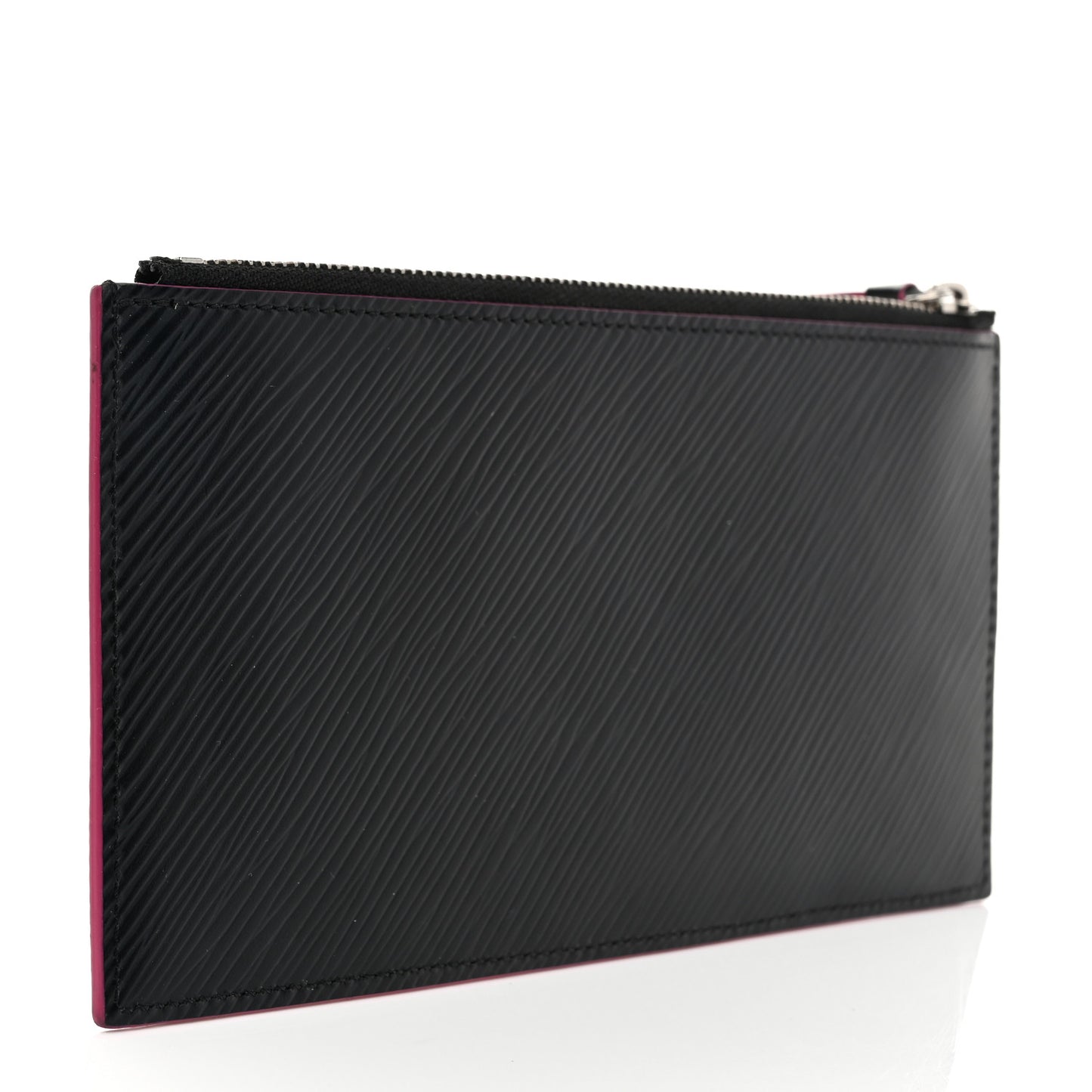 Epi Felicie Chain Wallet Zippered Insert Black Hot Pink