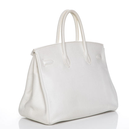 Hermes Taurillon Clemence Birkin 35 White 3 of 19