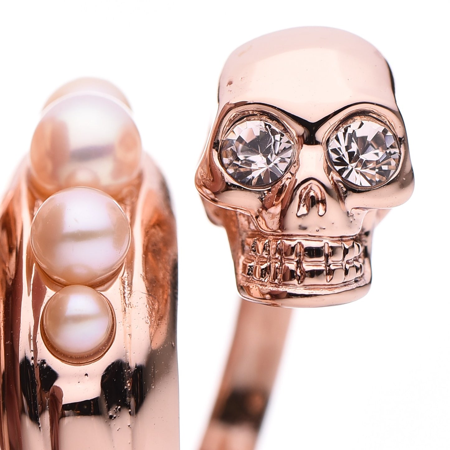Pearl Spiral Double Skull Ring 51.9 6 Rose Gold