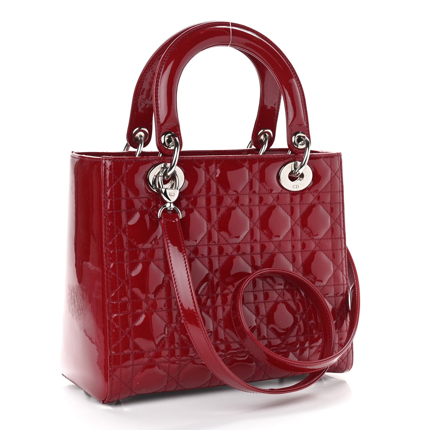 Patent Cannage Medium Lady Dior Red