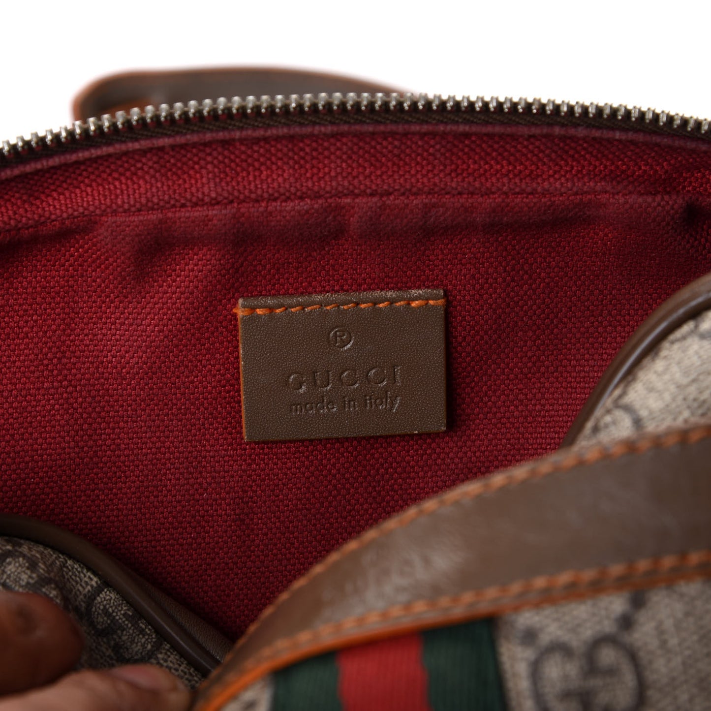 GG Supreme Monogram Web Small Shoulder Bag Brown