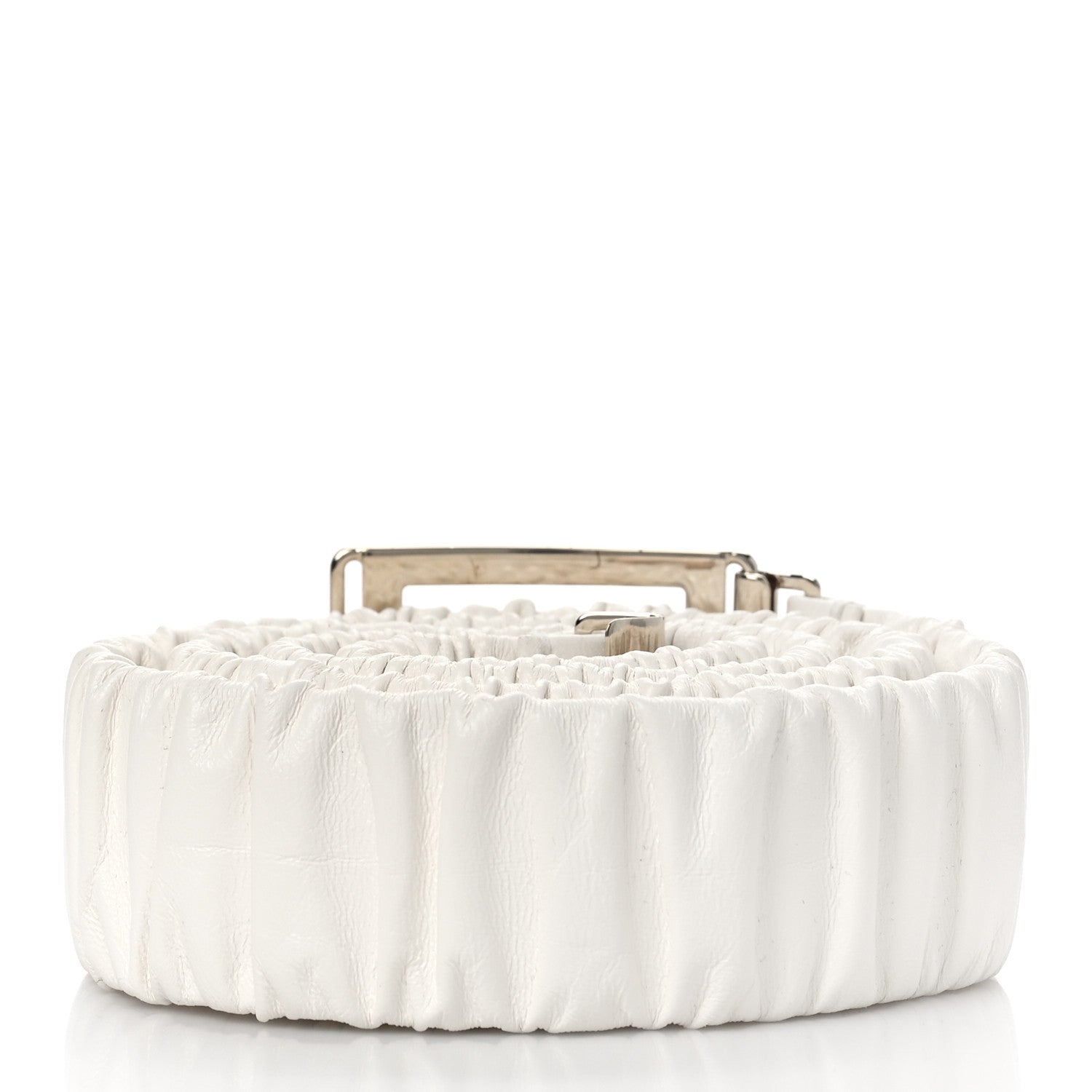 Chanel Lambskin Ruched CC Belt 95 38 White 2 of 3