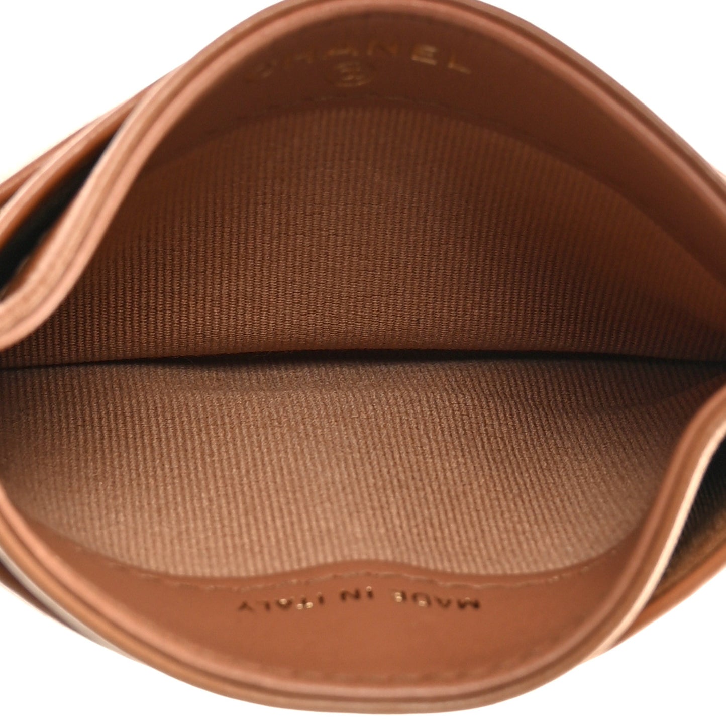 Lambskin Quilted Chanel 19 Card Holder Brown