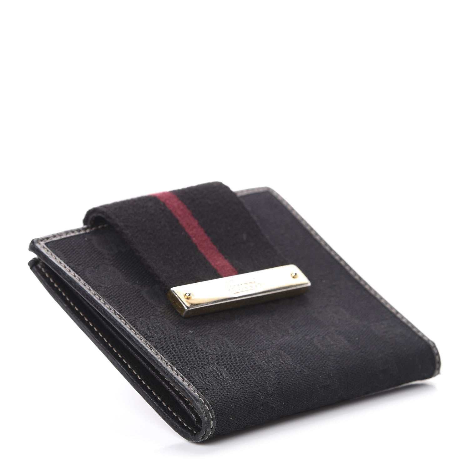 Gucci Monogram Ladies Web French Flap Wallet Black 4 of 6