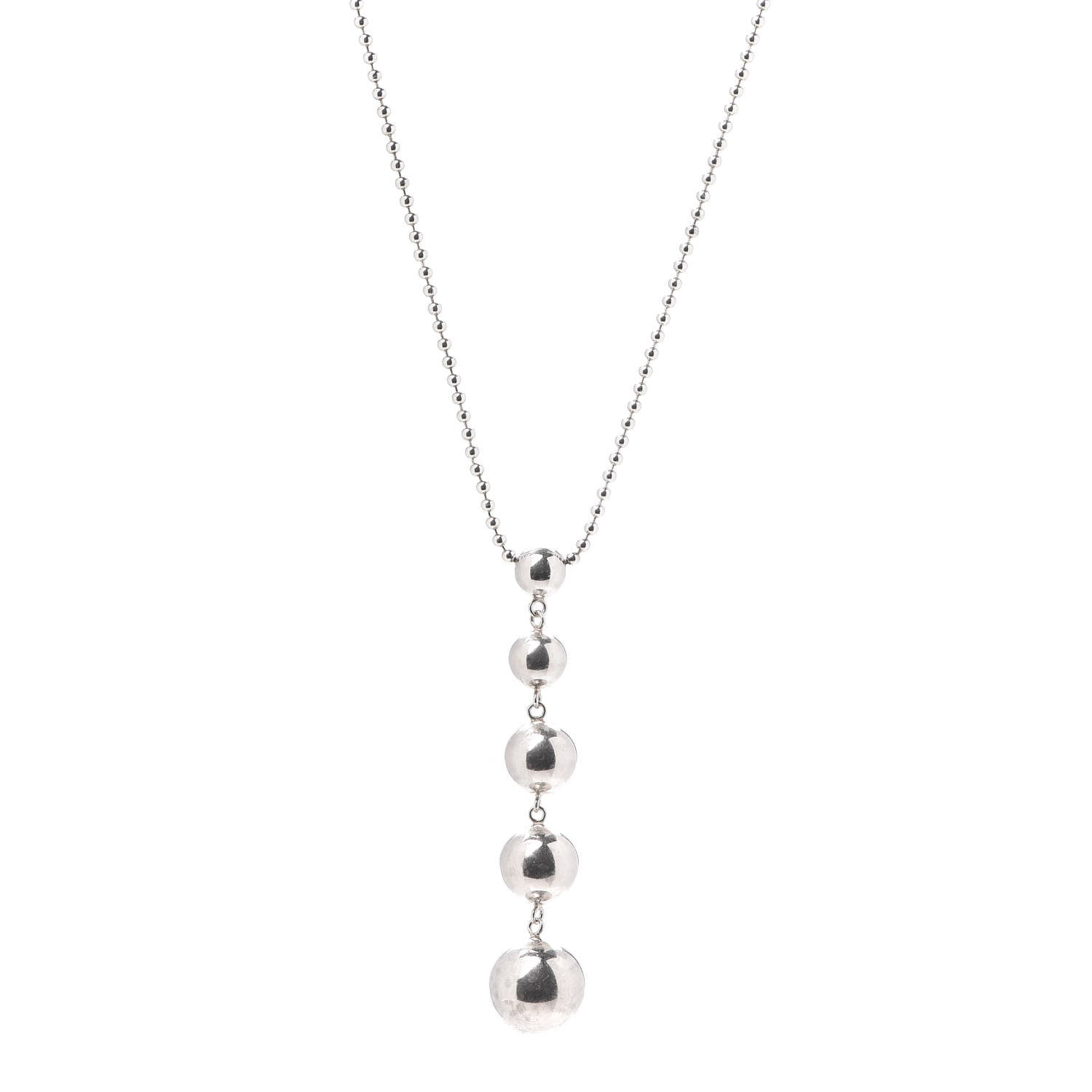 Tiffany Sterling Silver Graduated Ball Drop Necklace 1 of 5