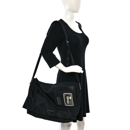 Prada Tessuto Nylon Saffiano Racing Logo Messenger Bag Black 2 of 13