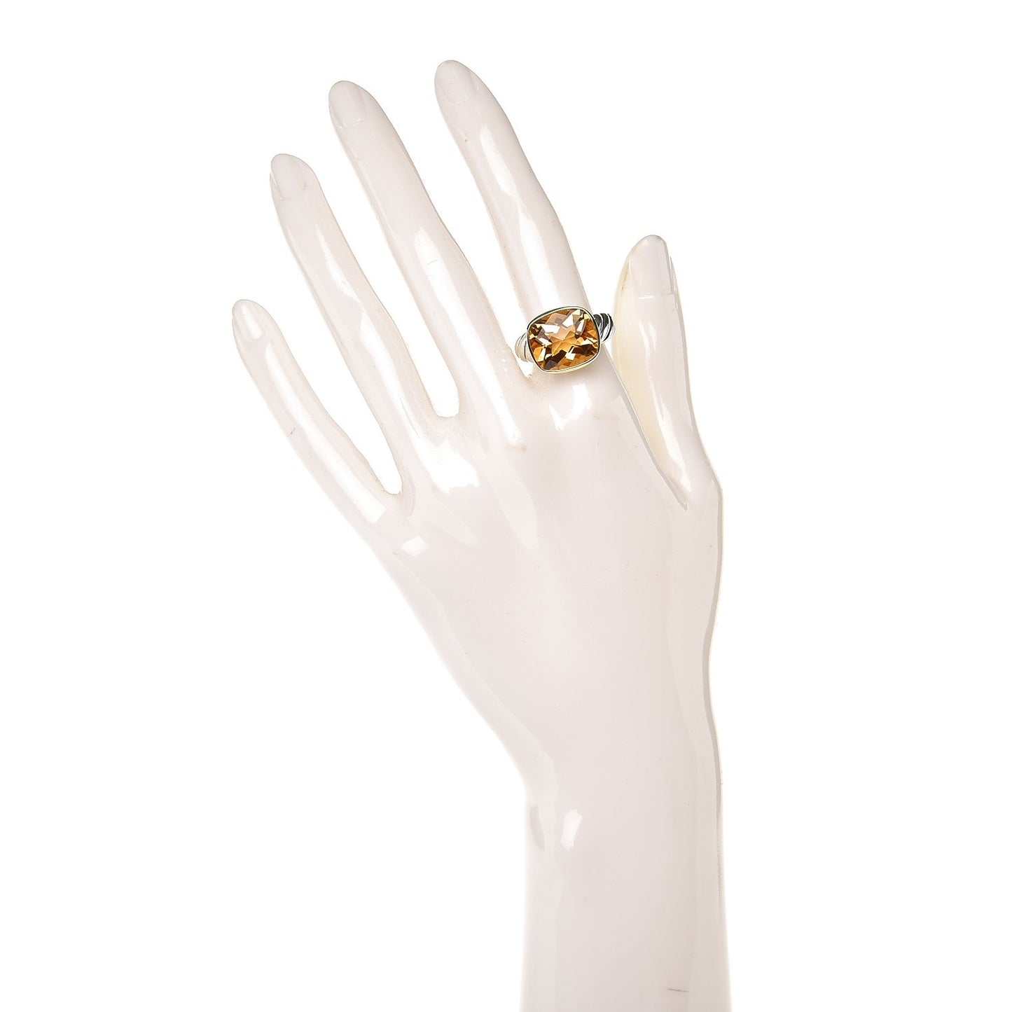 Sterling Silver 18K Yellow Gold Citrine 15mm Noblesse Ring 54 7