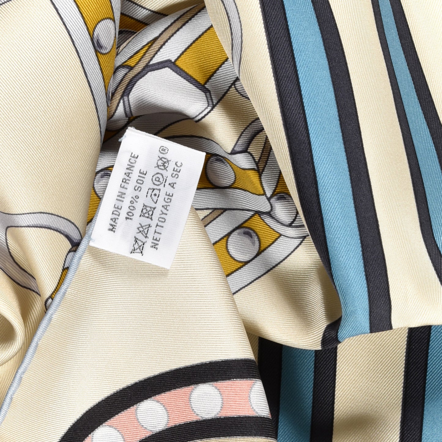 Silk Twill Grand Tralala 90 Creme Bleu Moutard