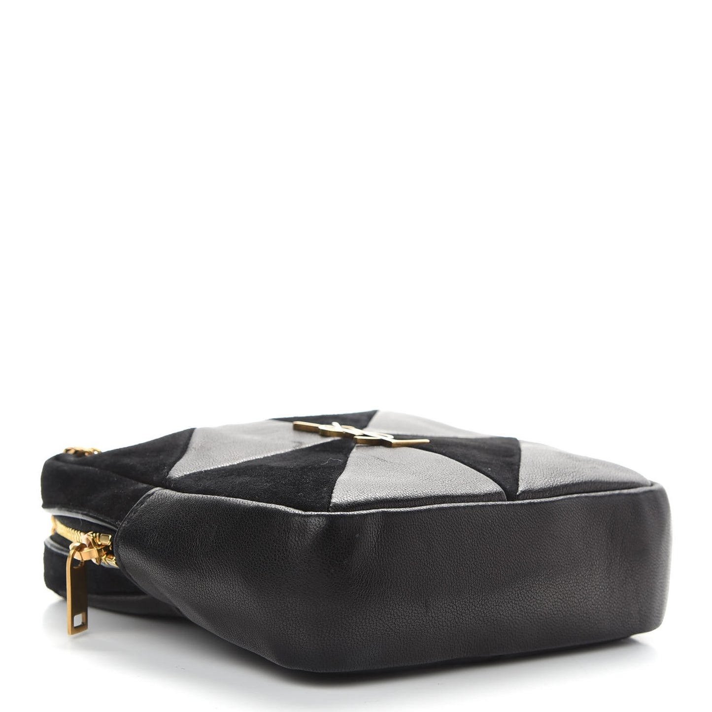 Lambskin Suede Patchwork Monogram Jamie Cube Black