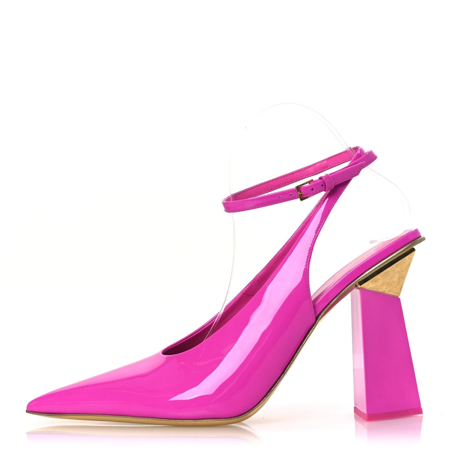 Patent Ankle Strap Heel Pumps 40 Pink