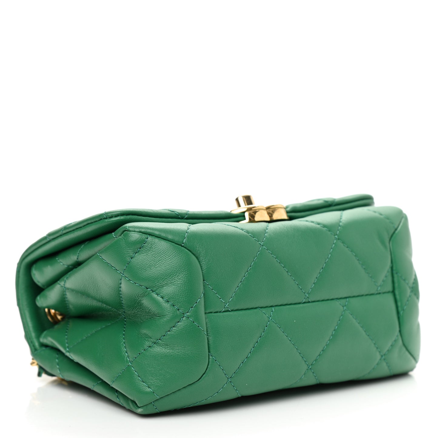 Lambskin Quilted Mini Color Match Flap Green