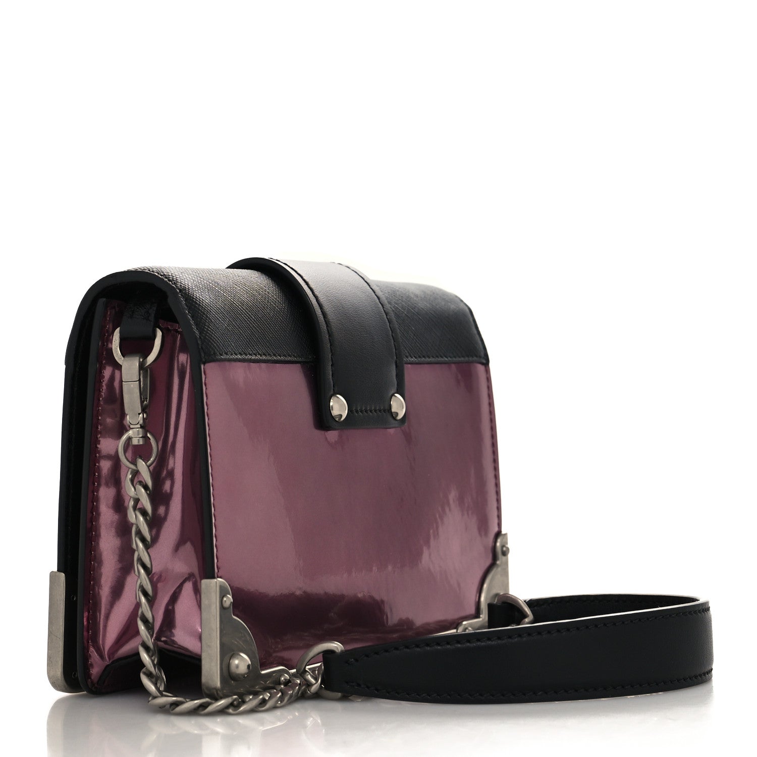 Prada Metallic Vitello Saffiano Cahier Bag Ibisco Black 3 of 11