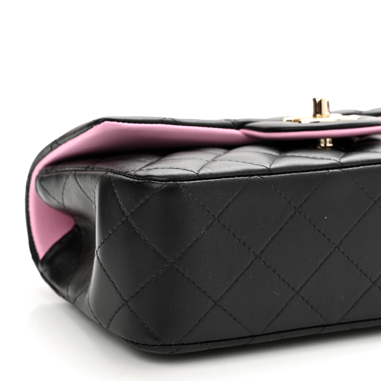 Chanel Lambskin Quilted Bi-Color Mini Top Handle Rectangular Flap Black Lilac 9 of 10