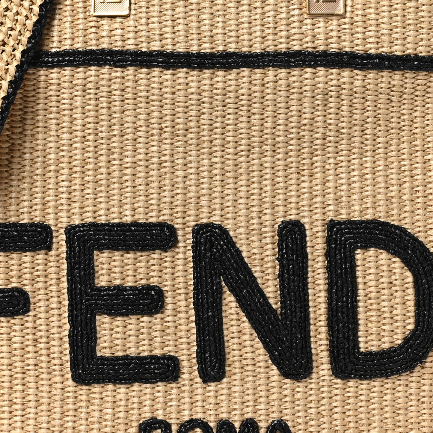 Straw Vitello King Plexiglass Woven Medium Fendi Sunshine Shopper Tote Natural Black