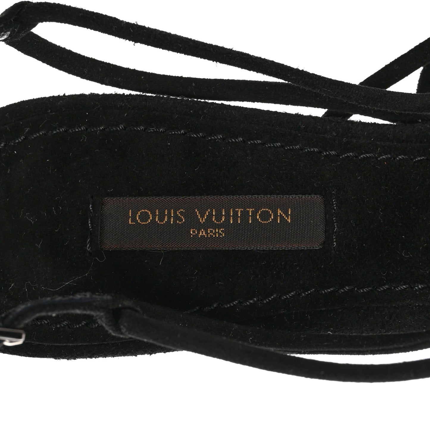 Suede Crystal Charlie's Sandals 38 Black