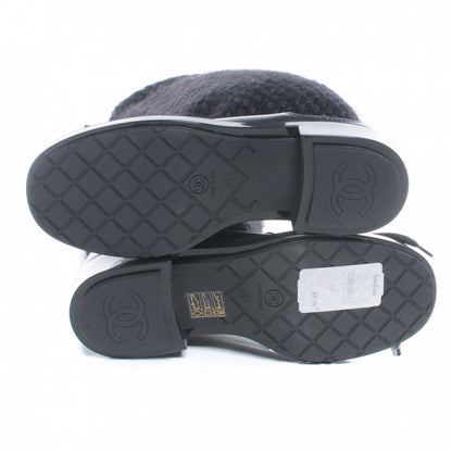 Chanel Tweed Leather Combat Boots 37 Navy 5 of 5