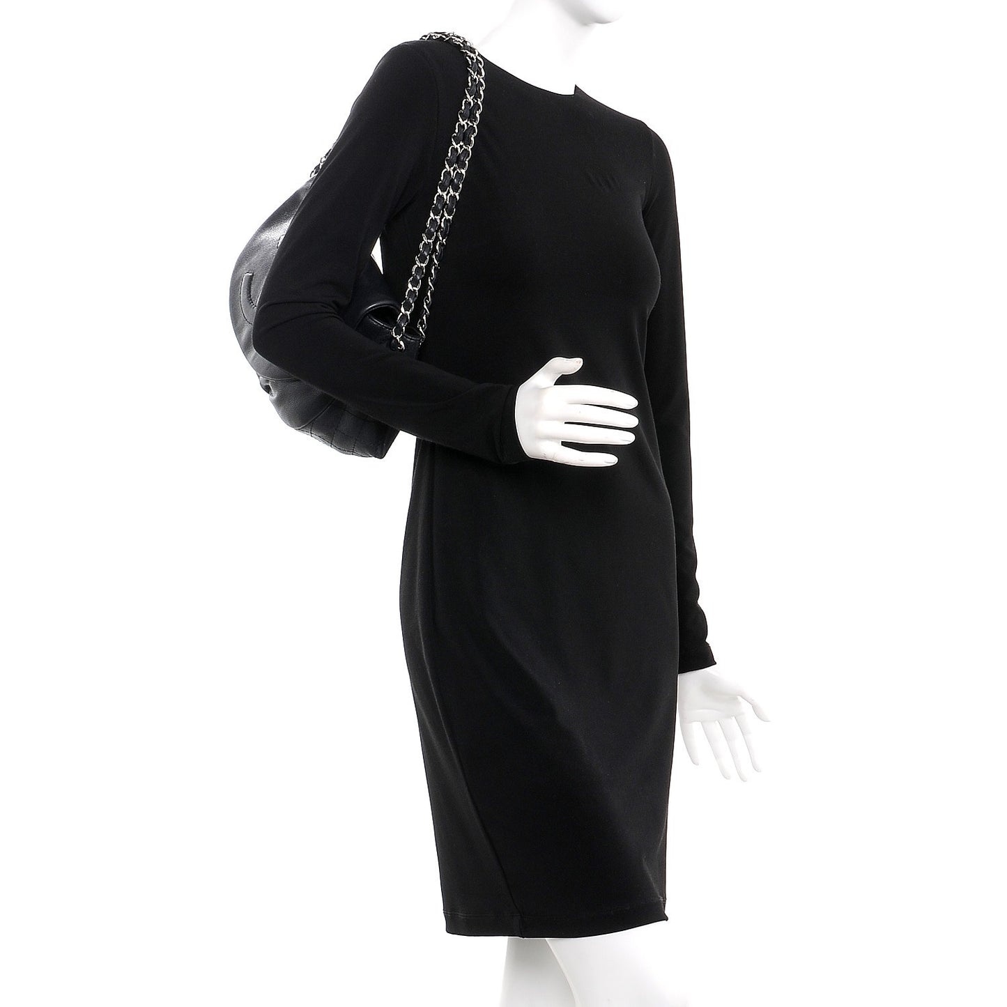 Caviar Half Moon Large Flap Black