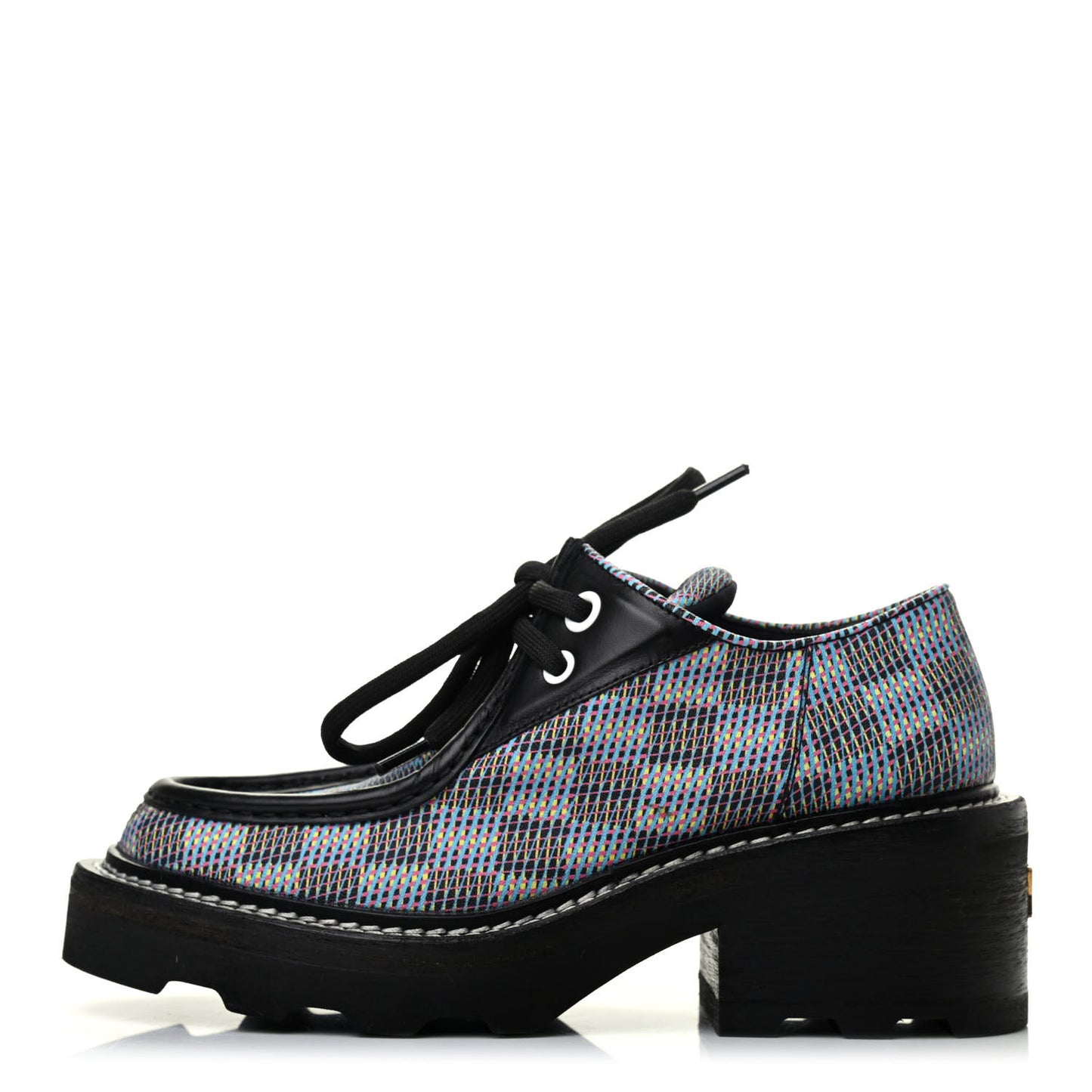 Damier LV Pop Beaubourg Platform Derby Shoes 35 Blue