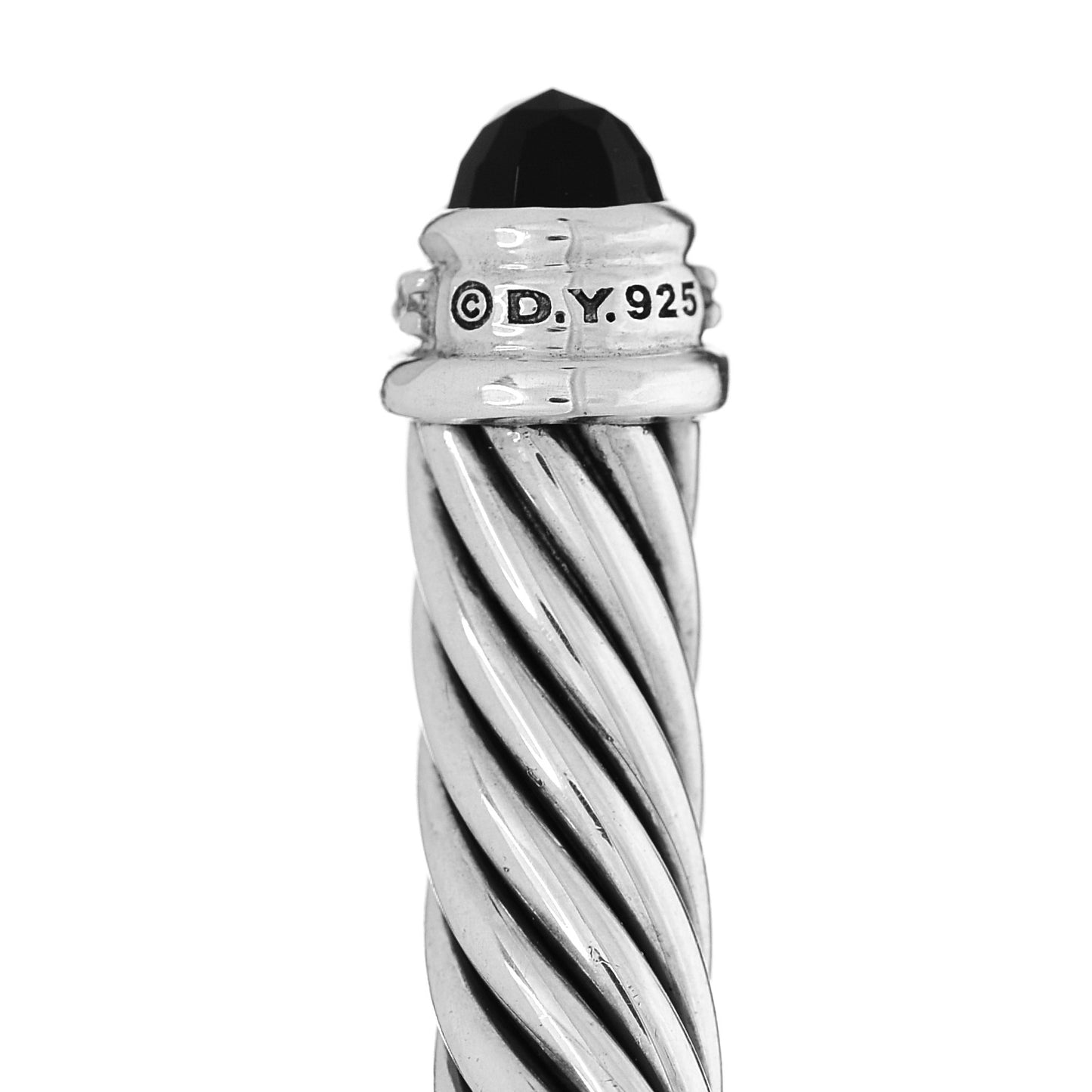 Sterling Silver Diamond Black Onyx 5mm Cable Classics Bracelet