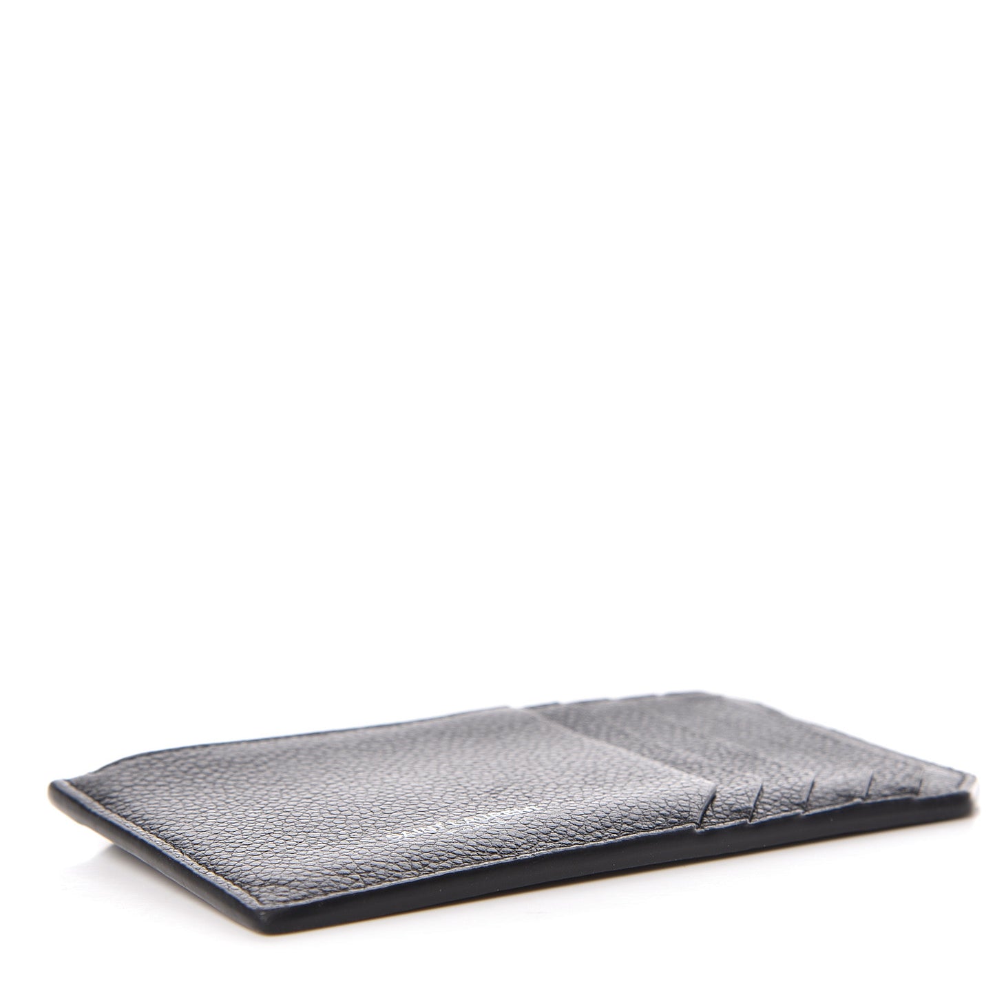 Grained Calfskin 5 Fragments Zip Pouch Card Holder Black