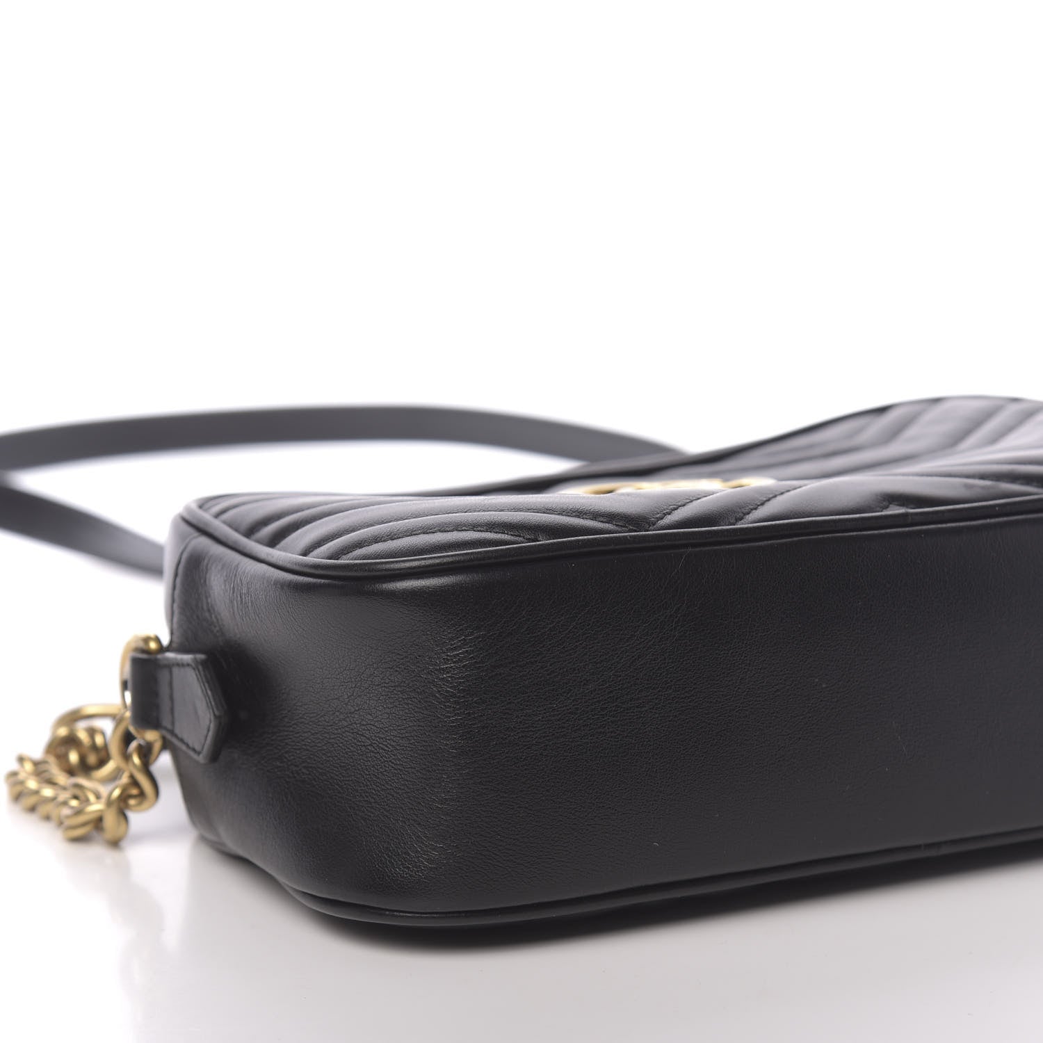 Gucci Calfskin Matelasse Small GG Marmont Chain Shoulder Bag Black 9 of 11