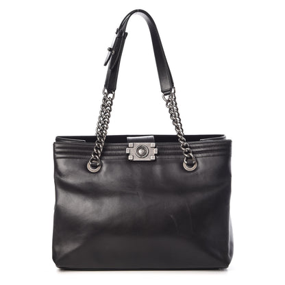 Chanel Glazed Calfskin Boy Tote Black 1 of 20