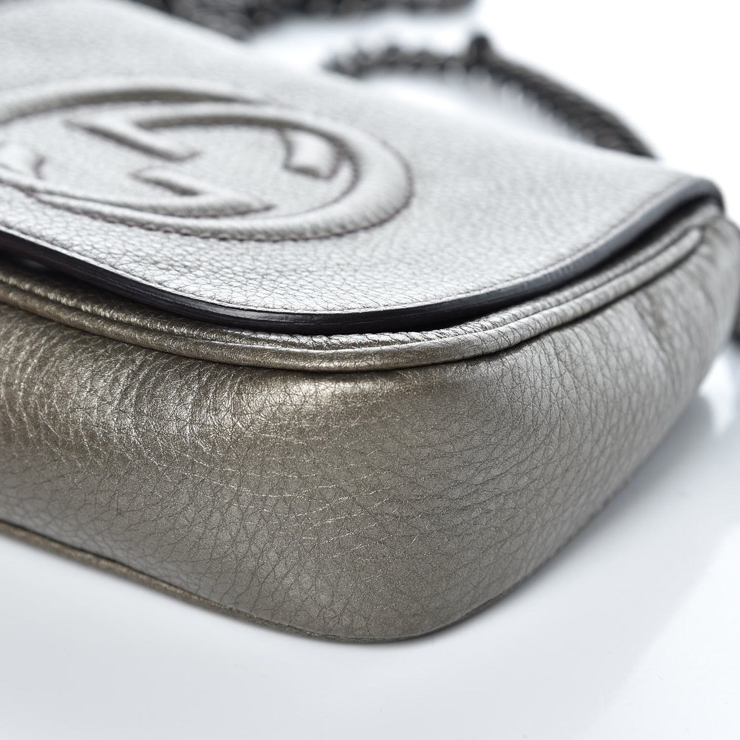 Metallic Pebbled Calfskin Small Soho Flap Crossbody Sasso
