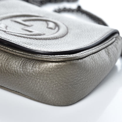 Gucci Metallic Pebbled Calfskin Small Soho Flap Crossbody Sasso 9 of 11