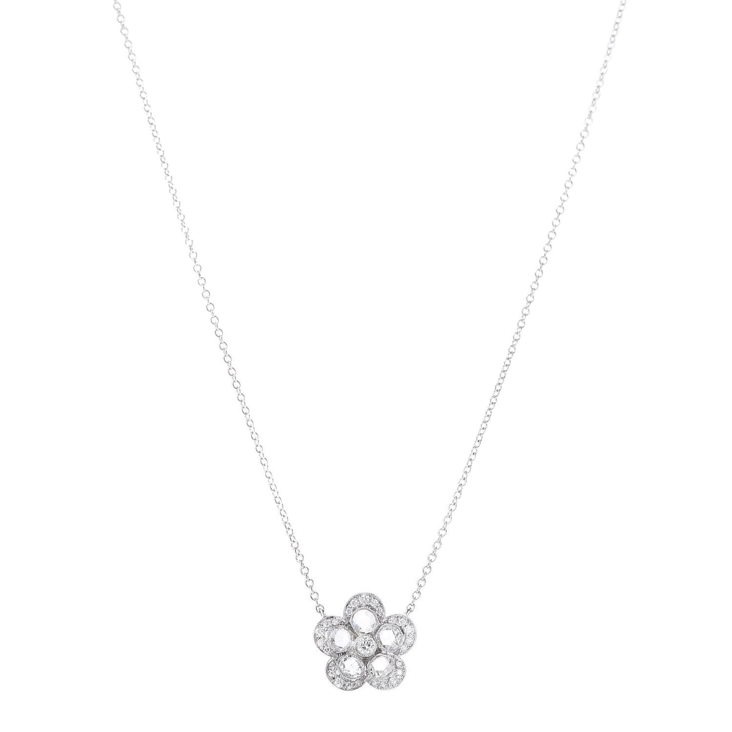 Platinum Diamond Small Enchant Flower Pendant Necklace