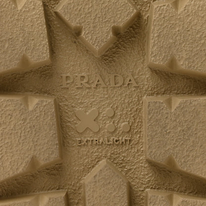 Prada Suede Metal Triangle Logo Womens Double Buckle 20mm Slide Sandals 36.5 Ecru 8 of 10