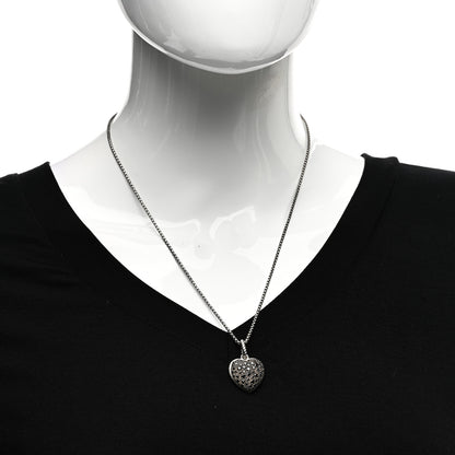 David Yurman Sterling Silver Black Diamond Cable Heart Pendant Necklace 2 of 4