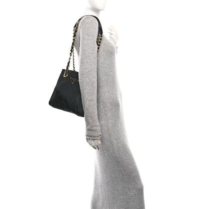 Prada Tessuto Nylon Chain Shoulder Bag Black 2 of 9