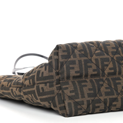 Fendi Zucca Quilted Medium Roll Tote Tobacco Black 5 of 9