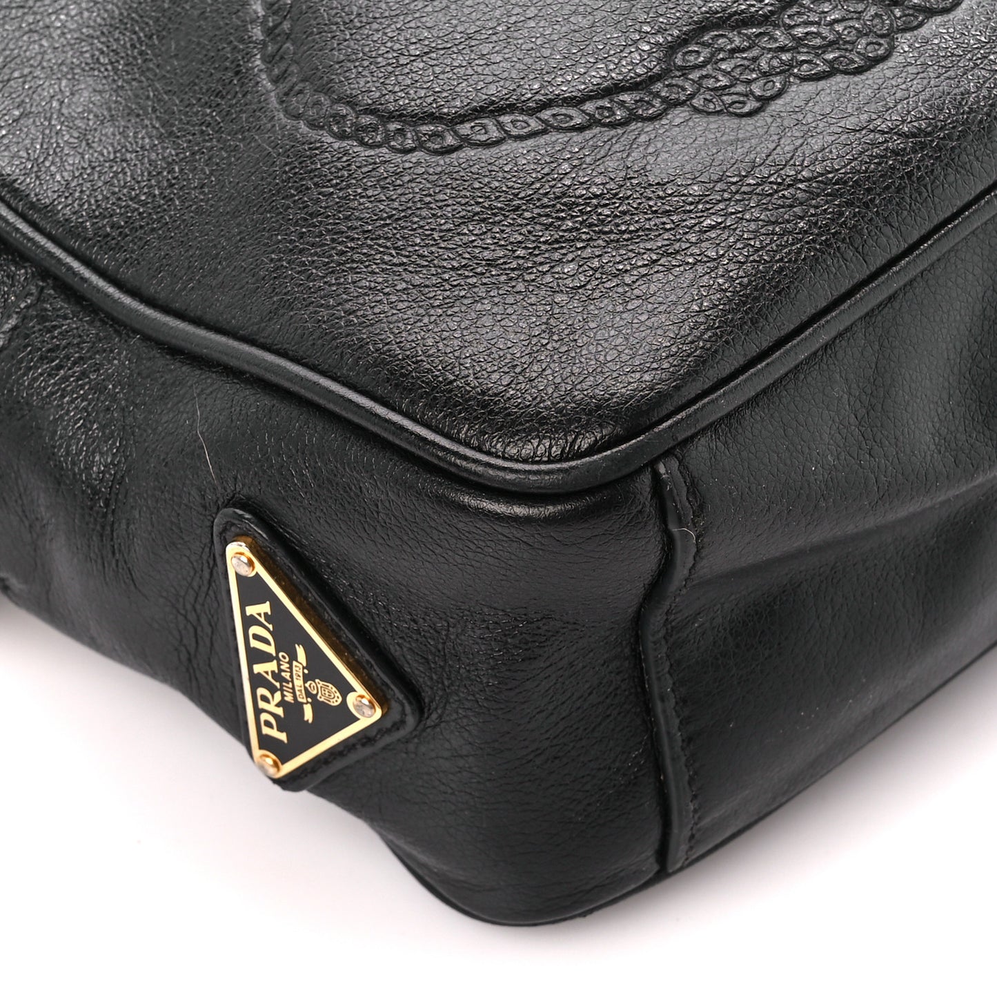 Glace Calf Logo Crossbody Black