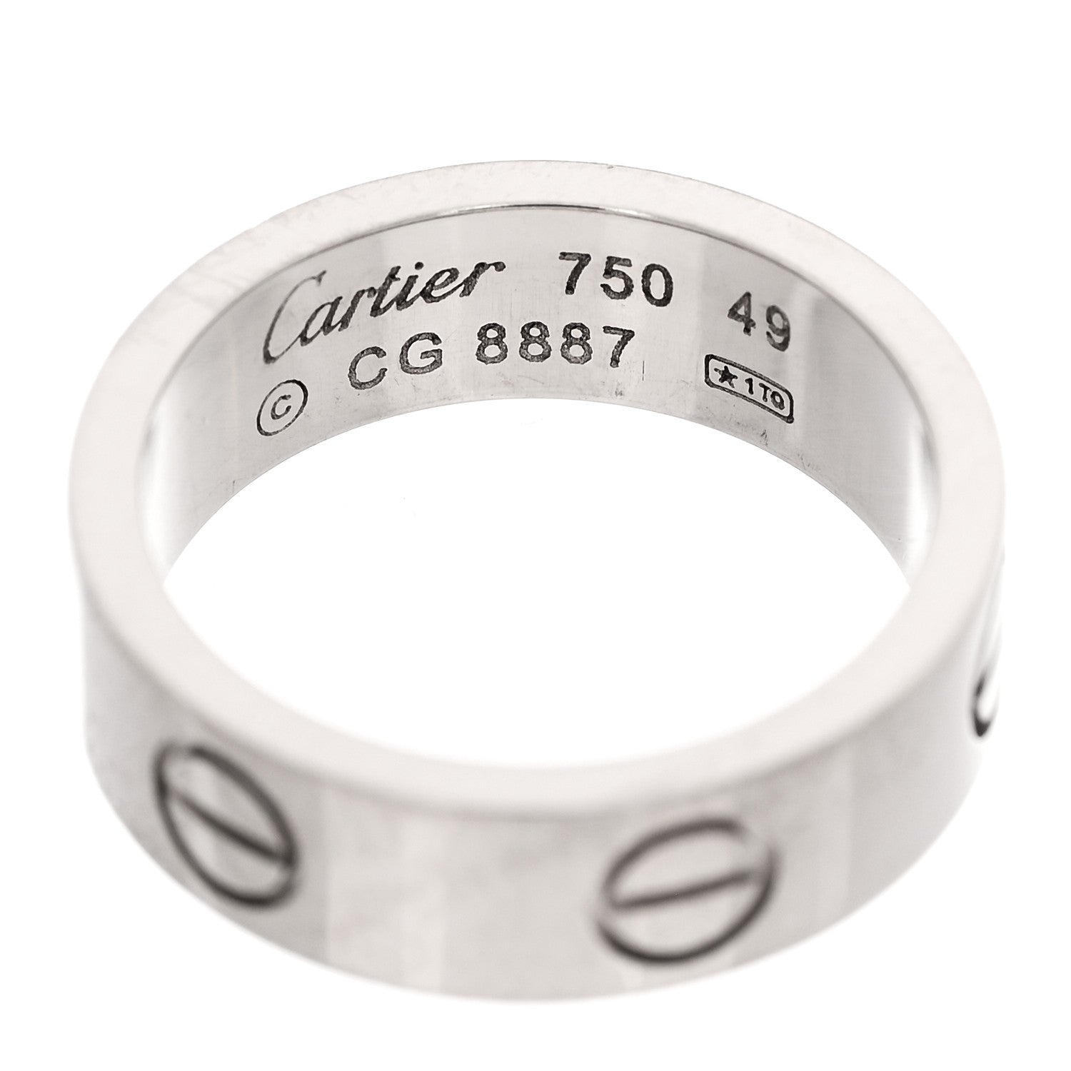 Cartier 18K White Gold 5.5mm LOVE Ring 49 5 4 of 5