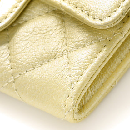 Chanel Cloudy Pearly Goatskin Quilted Flap Card Holder Wallet Light Yellow 9 of 10