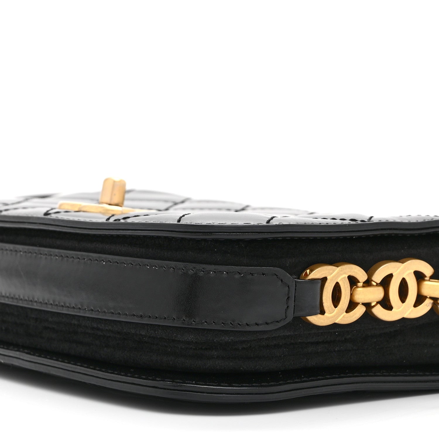 Chanel Shiny Calfskin Quilted Suede Goatskin Messenger Black 9 of 9
