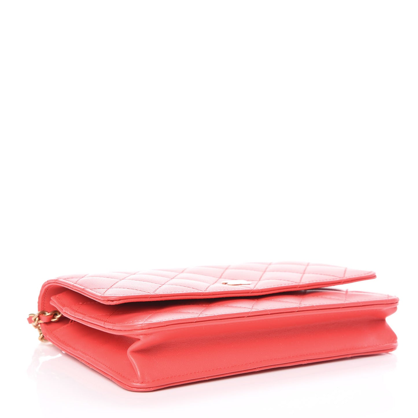 Lambskin Quilted Wallet On Chain WOC Red