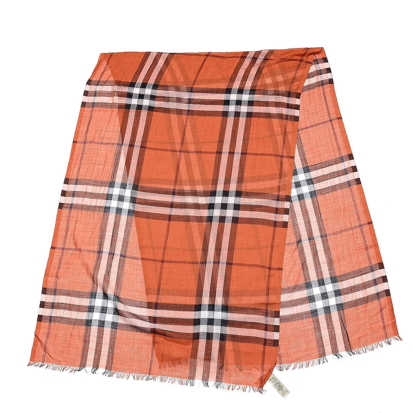 Wool Silk House Check Lightweight Scarf Orange