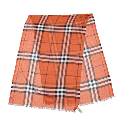 Burberry Wool Silk House Check Lightweight Scarf Orange 3 of 5