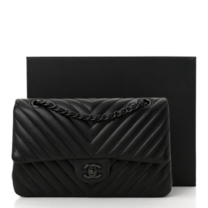 Chanel Lambskin Chevron Quilted Medium Double Flap So Black 11 of 11