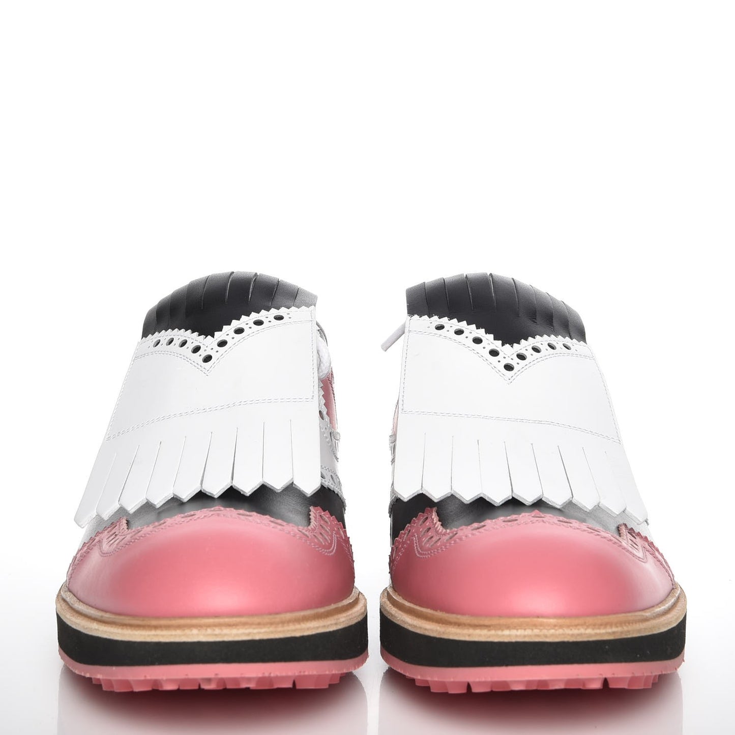 Calfskin Colorblock Brogue Fringe Golf Oxfords 41 Blush