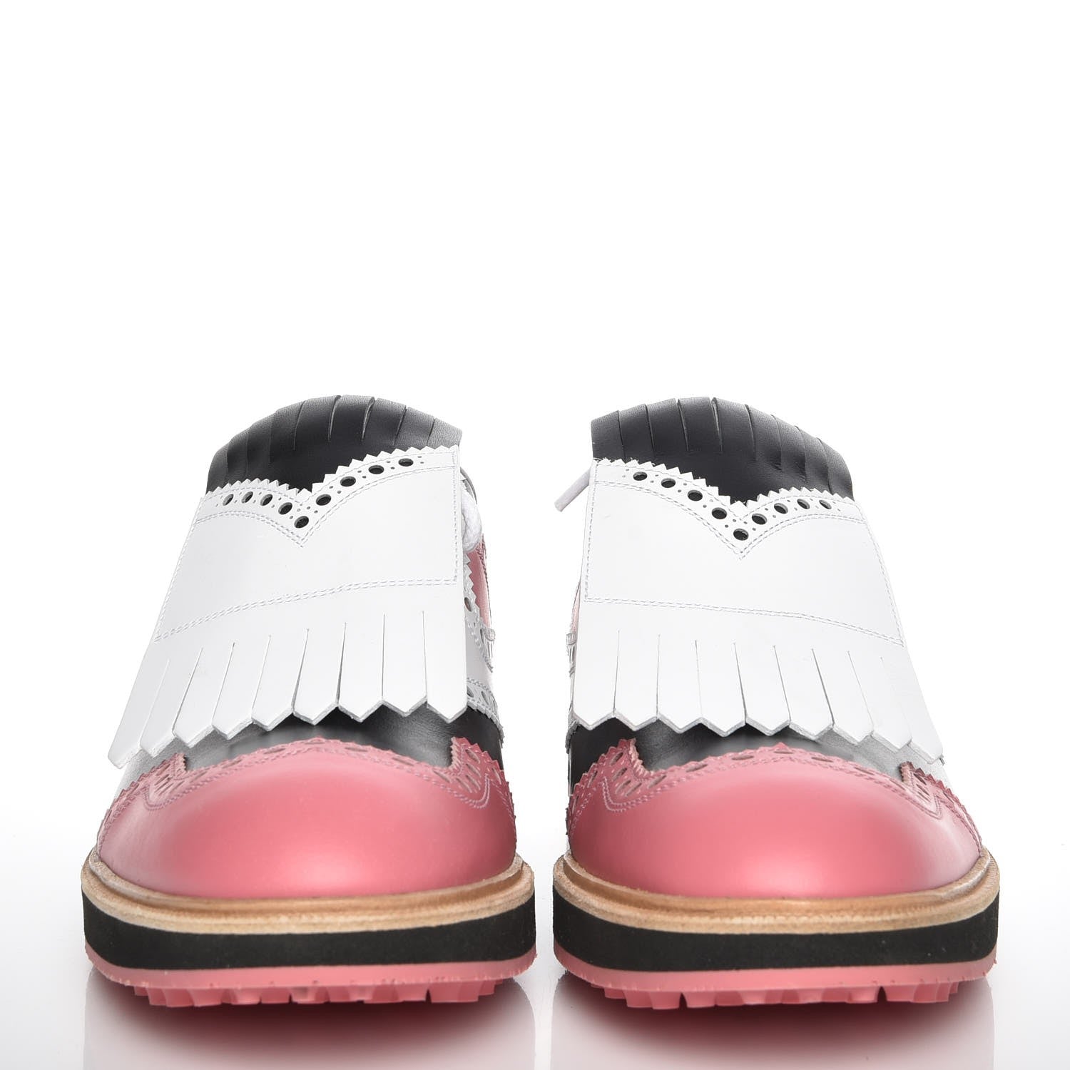 Gucci Calfskin Colorblock Brogue Fringe Golf Oxfords 41 Blush 2 of 10