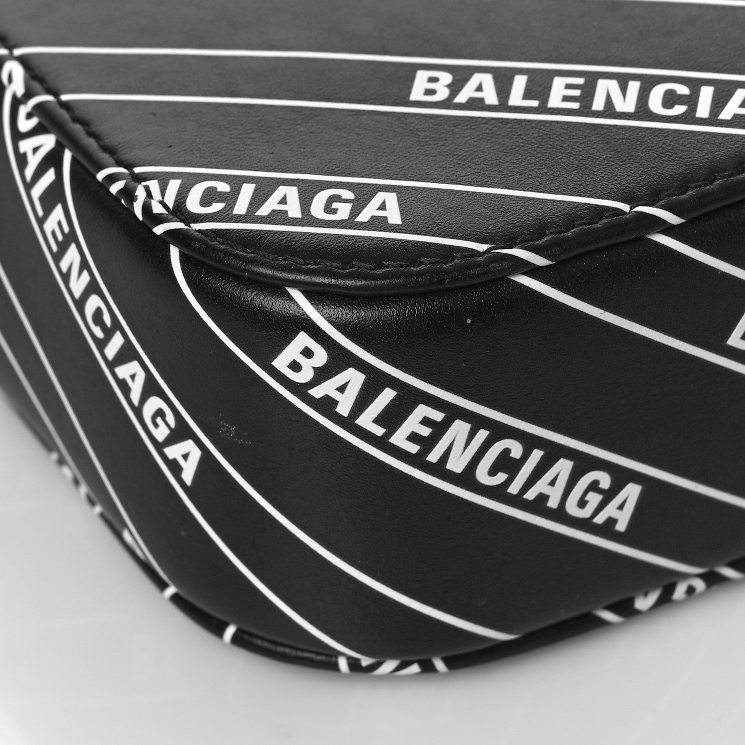 Balenciaga Calfskin Diagonal Allover Logo Print XS Everyday Camera Bag Black White 8 of 9