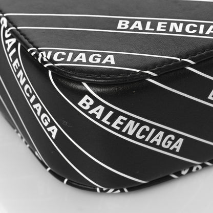 Balenciaga Calfskin Diagonal Allover Logo Print XS Everyday Camera Bag Black White 8 of 9