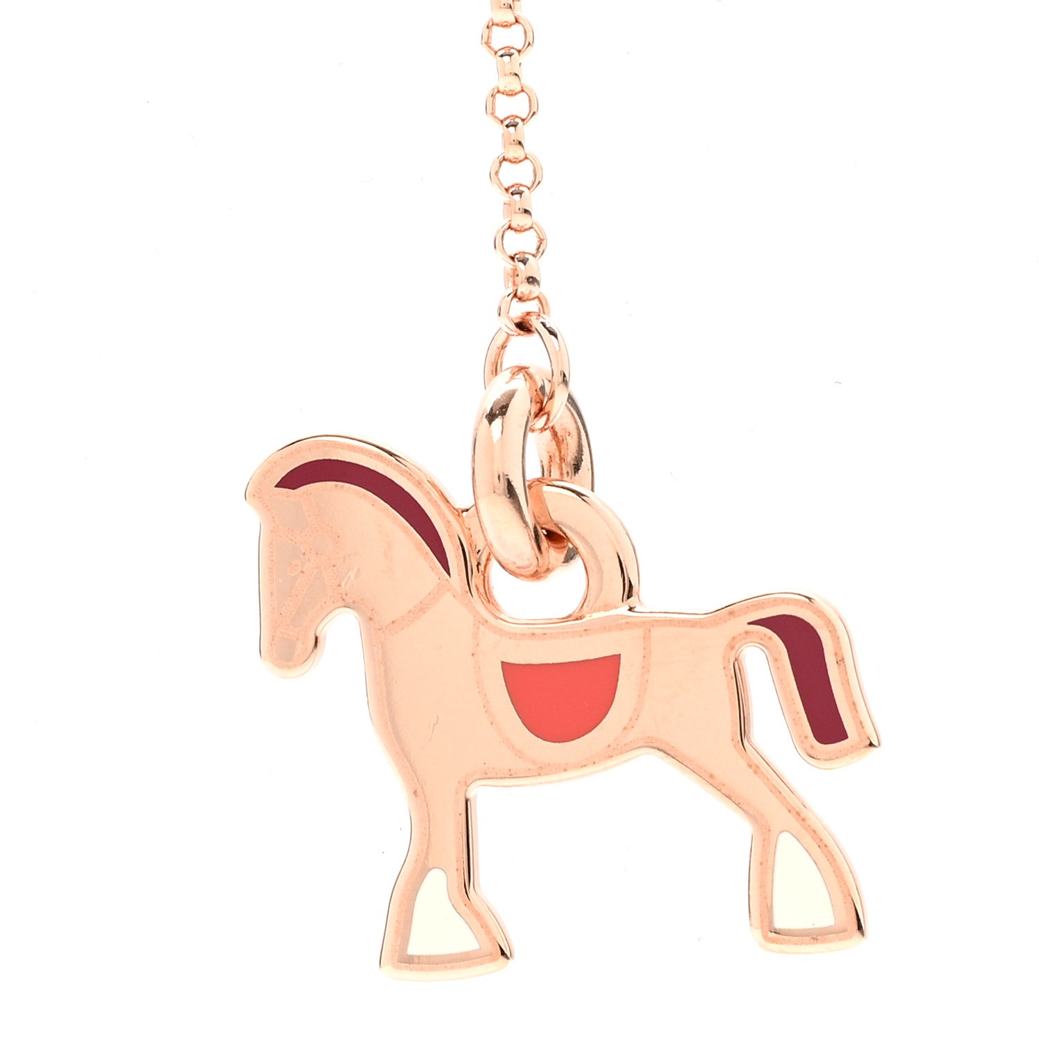 Hermes Metal Enamel Cheval Grand Parade Necklace Rose Gold 4 of 7