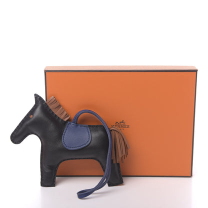 Hermes Milo Lambskin Grigri Rodeo Horse Bag Charm GM Black Bleu Saphir Gold 5 of 5