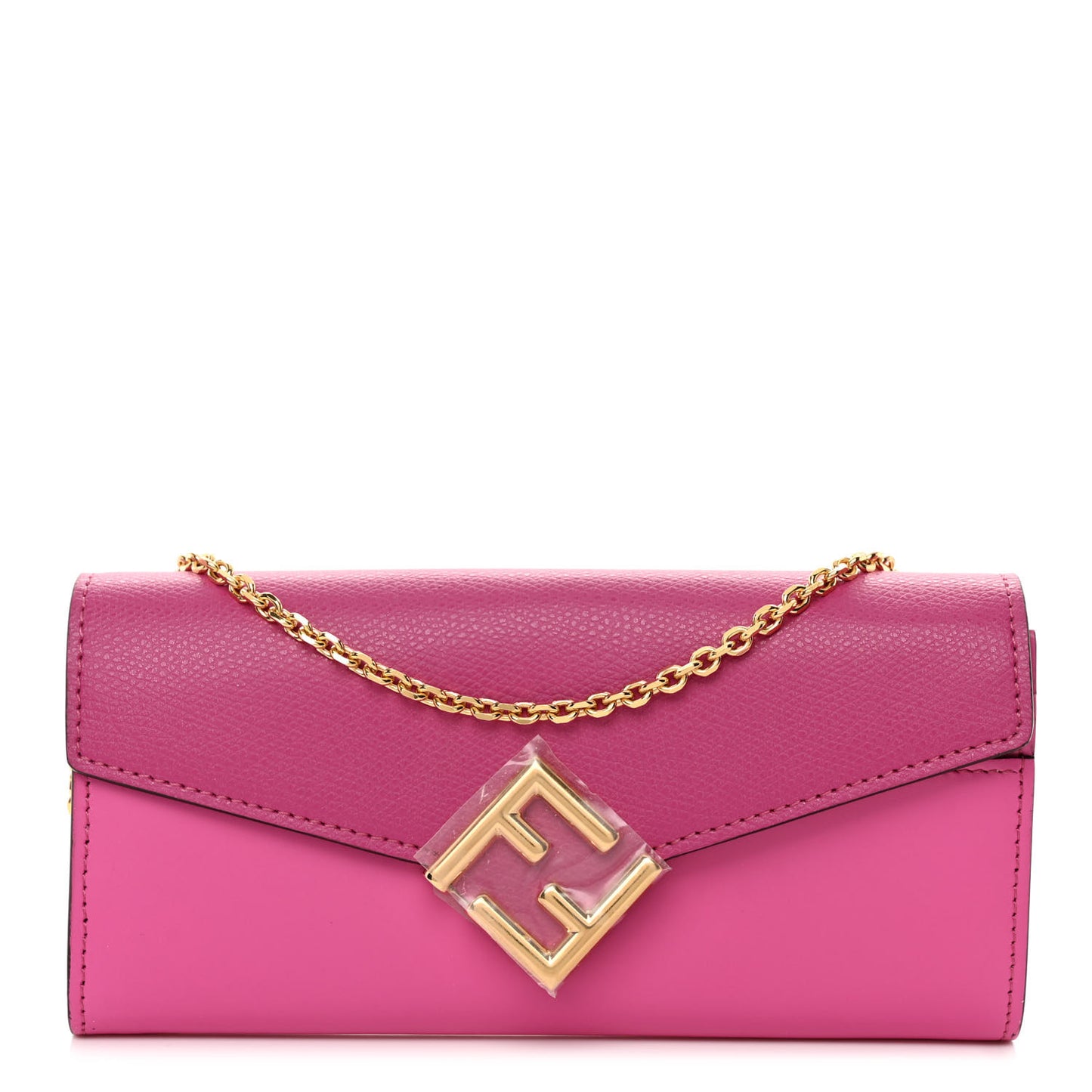 Vitello King Cruise FF Diamonds Continental Envelope Wallet On Chain Geranio Ciclamino Pilar
